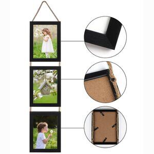 5x7 Triptych Hanging Picture Frame in Black